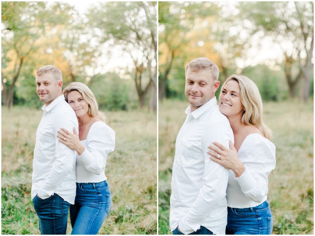 couple posing for their chagrin falls engagement session