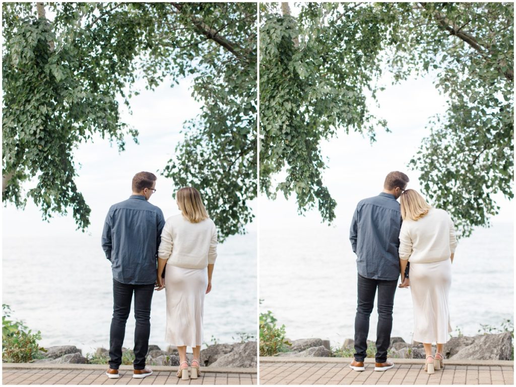 Couple posing in Lakewood Park for their Cleveland Engagement Session