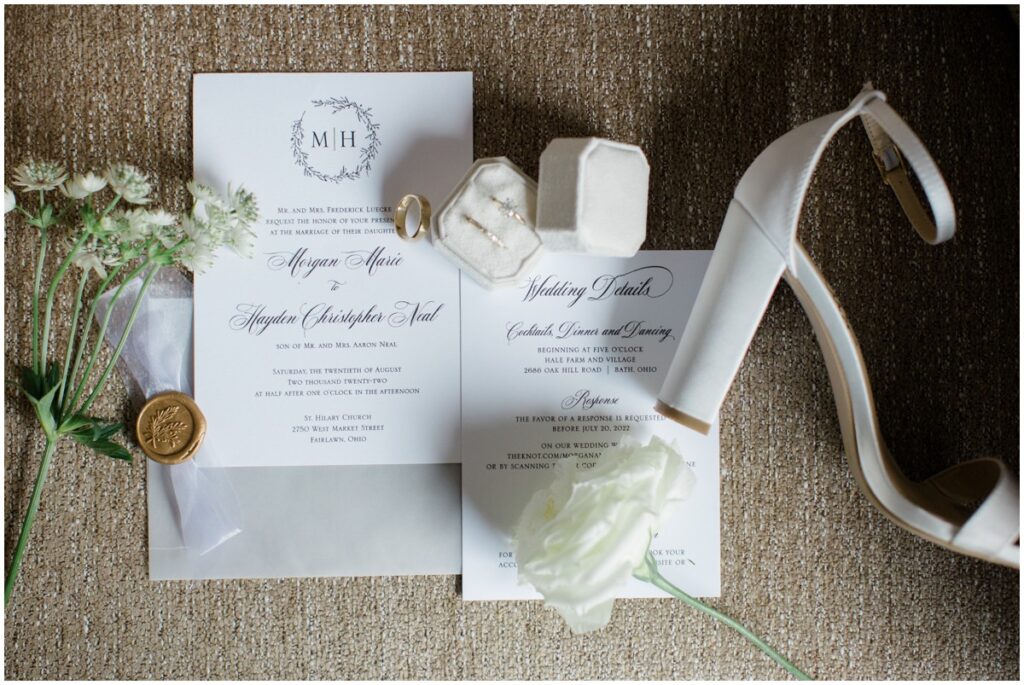 bridal details for a hale farm wedding